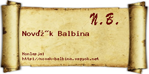 Novák Balbina névjegykártya